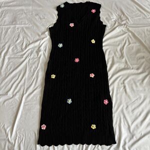 Cider Black Flower Knit Sleeveless Dress - Size 0XL - NWT